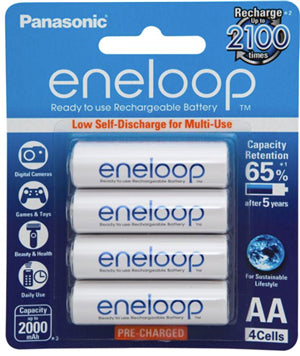 Panasonic Eneloop AA 2000mAh Rechargeable Batteries 4 Pack