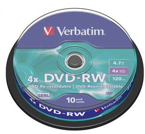 Verbatim DVD-RW 4.7GB 4x 10 Pack on Spindle