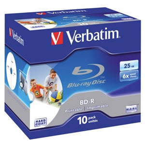 Verbatim BD-R 25GB 6X White Wide Printable 10 Pack in Jewel Cases