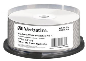 Verbatim BD-R 25GB 6X White Wide Printable 25 Pack on Spindle