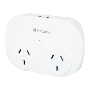 Verbatim Dual Plug Wall Adapter with Dual USB Surge Protected