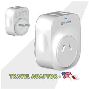 Sansai Outbound USB Travel Adapter - NZ/AU to Japan Plug